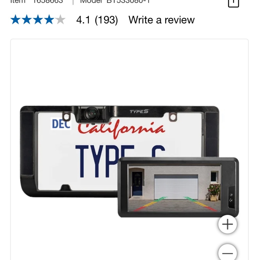 Type S License Plate Frame with Backup Camera